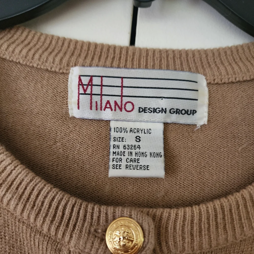 Vintage 80s Cardigan Sweater Preppy Glam Gold Metallic MILANO.New Condition